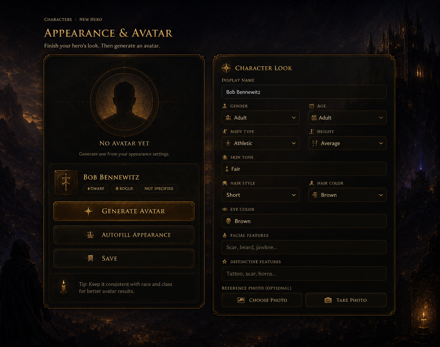 Character creation in World Stories